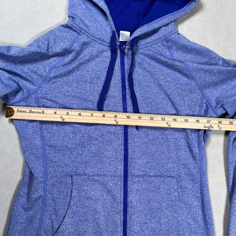 GapFit Breathe Hoodie Women's Sz M Blue Full‎ Zip Blue Terry Thumbholes Active - Picture 7 of 8